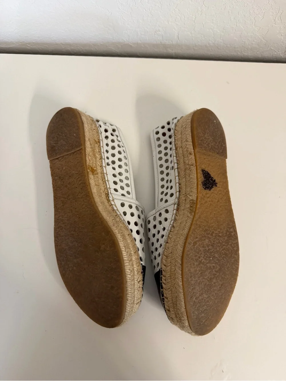 Loeffler Randall | White Perforated Espadrilles with Black Cap Toe